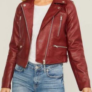 Faux leather jacket - wine color